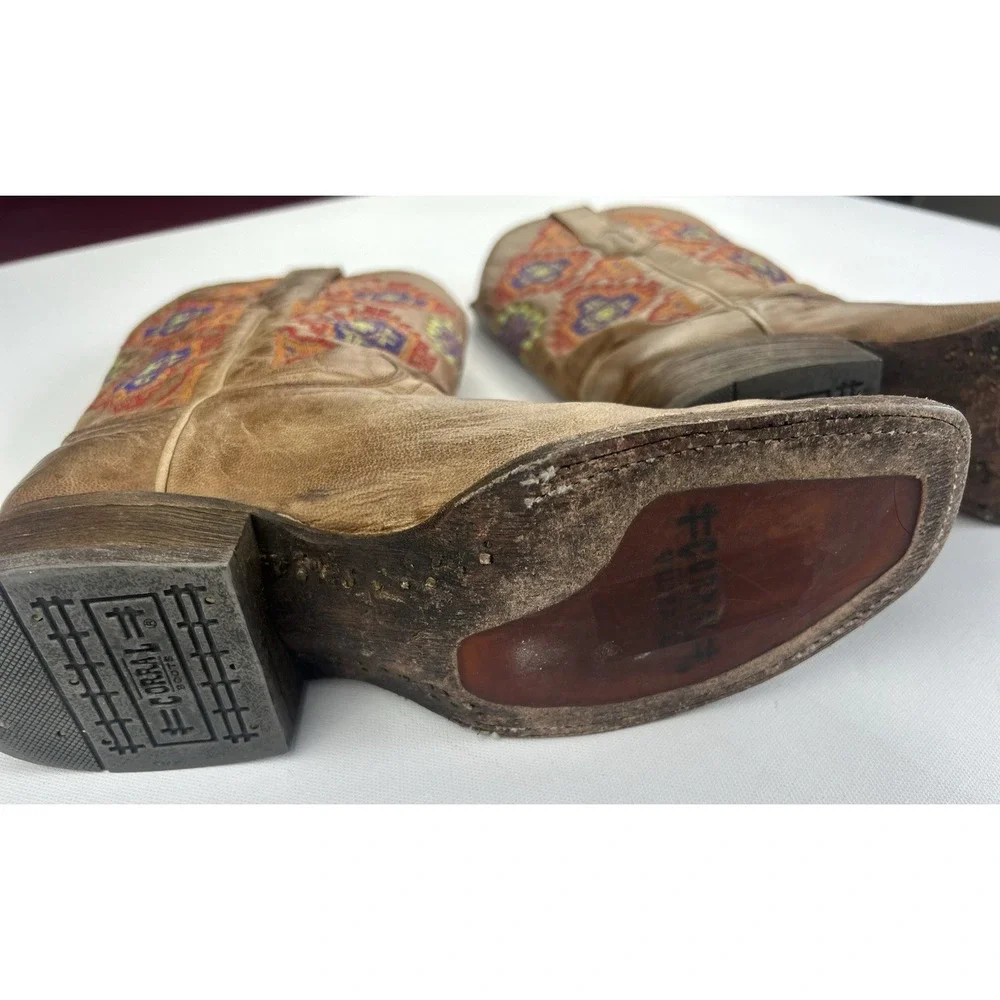Coral Boot Colorful Aztec Embroidered Cowgirl‎ Western Core Size 8 1/2